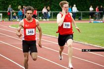 Starke 200 Meter-Zeiten bei der männlichen Jugend U20: Heiko Gussmann (LG Region Karlsruhe; links) läuft 22,00 Sekunden, Noah Ruedel (Unterländer LG) 22,18 Sekunden.