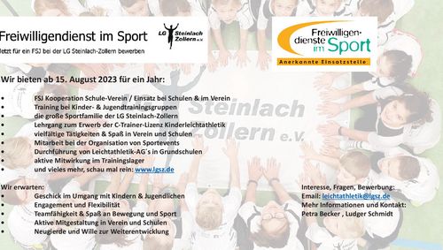 Freiwilliges soziales Jahr - Schule und Sport bei der LG Steinlach-Zollern - dream your dream